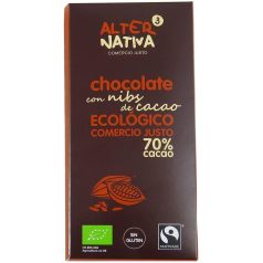   AlterNativa3 Bio, Vegán Csokoládé kakaódarabokkal, 70% kakaótartalommal