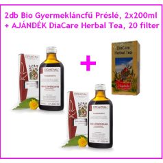   2db Bio Gyermekláncfű Préslé, 2x200ml + AJÁNDÉK DiaCare Herbal Tea, 20 filter